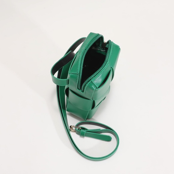 Green Faux Vegan PU Leather Crossbody Bag - Picture 6 of 8